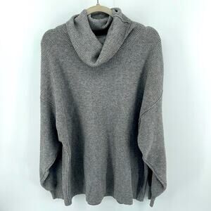 Free People rib knit turtleneck drop shoulder balloon sleeve sweater sz L